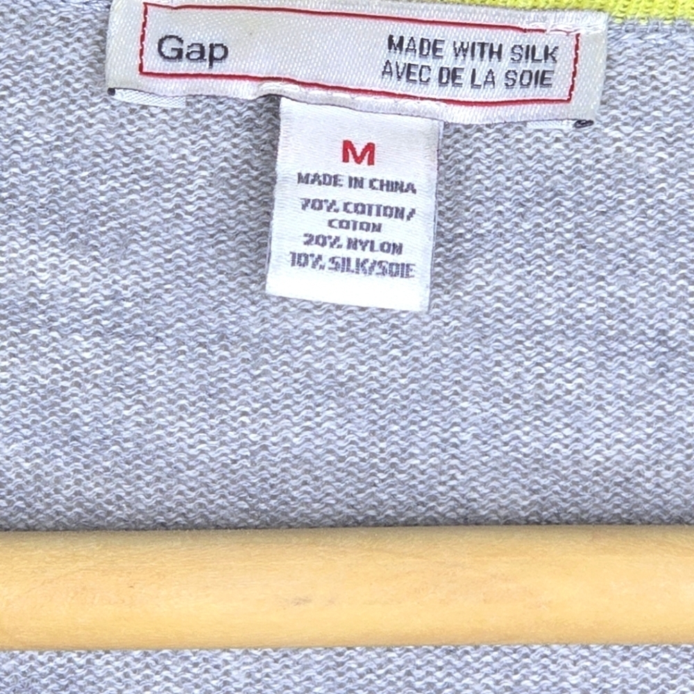 Gap Gray Women's Cardigan 70% Cotton 10% Silk Lightweight Size M - Picture 5 of 12
